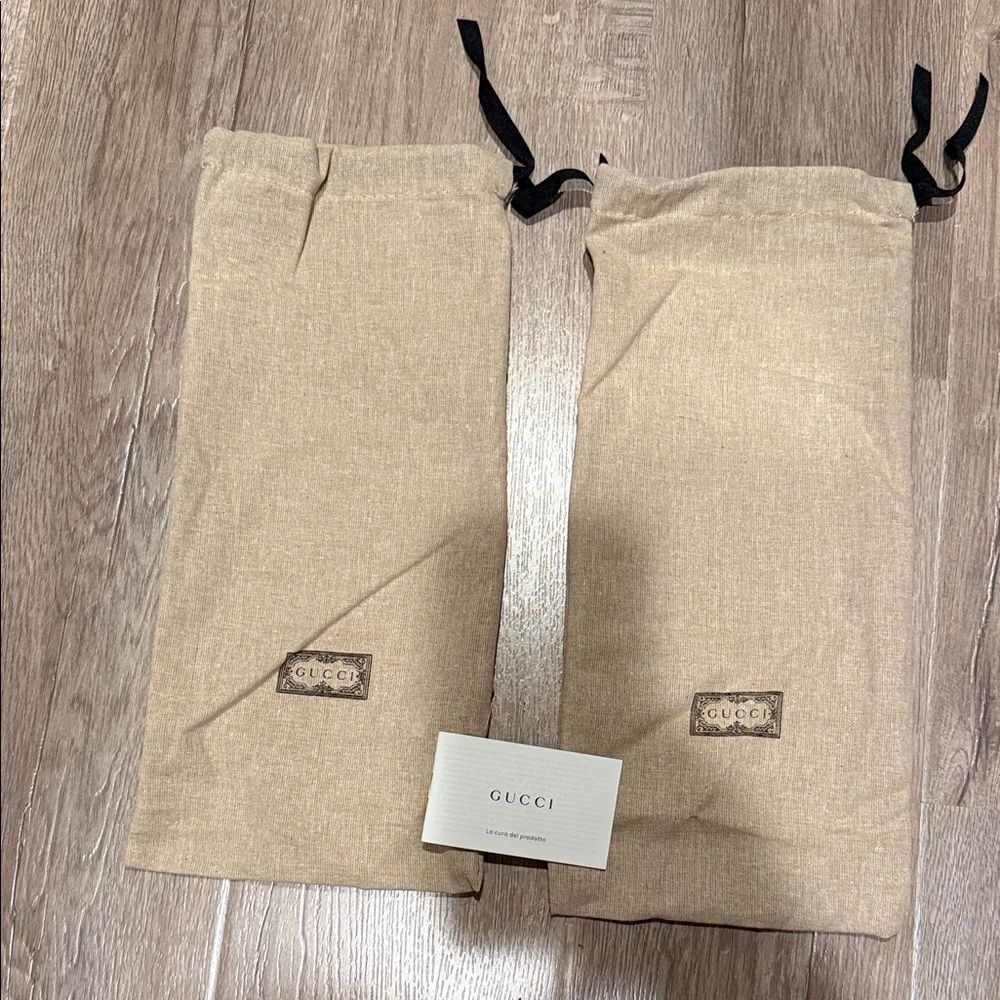 Gucci Tan Dust Bags with Black Ties